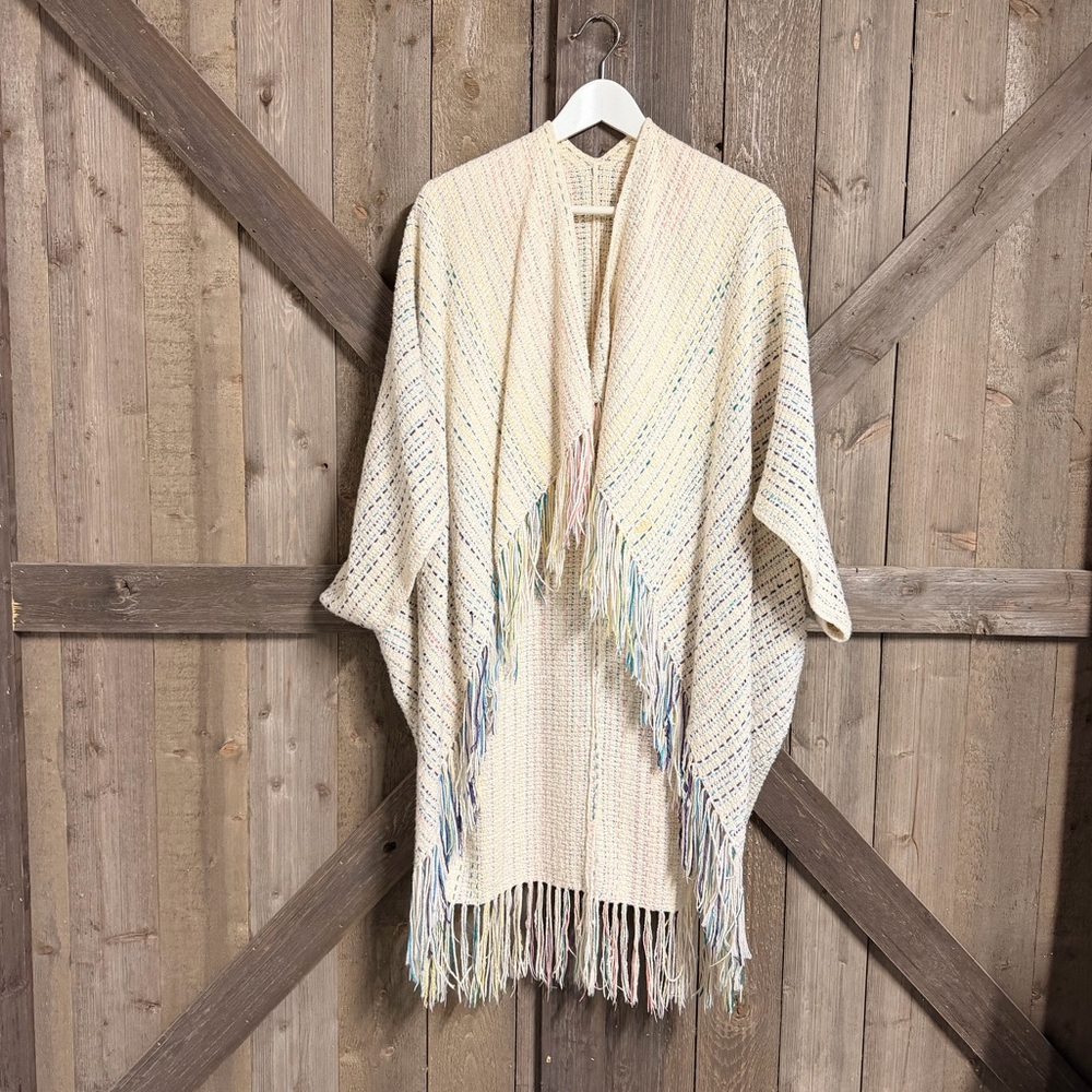 Cream Fringe Knit Shawl